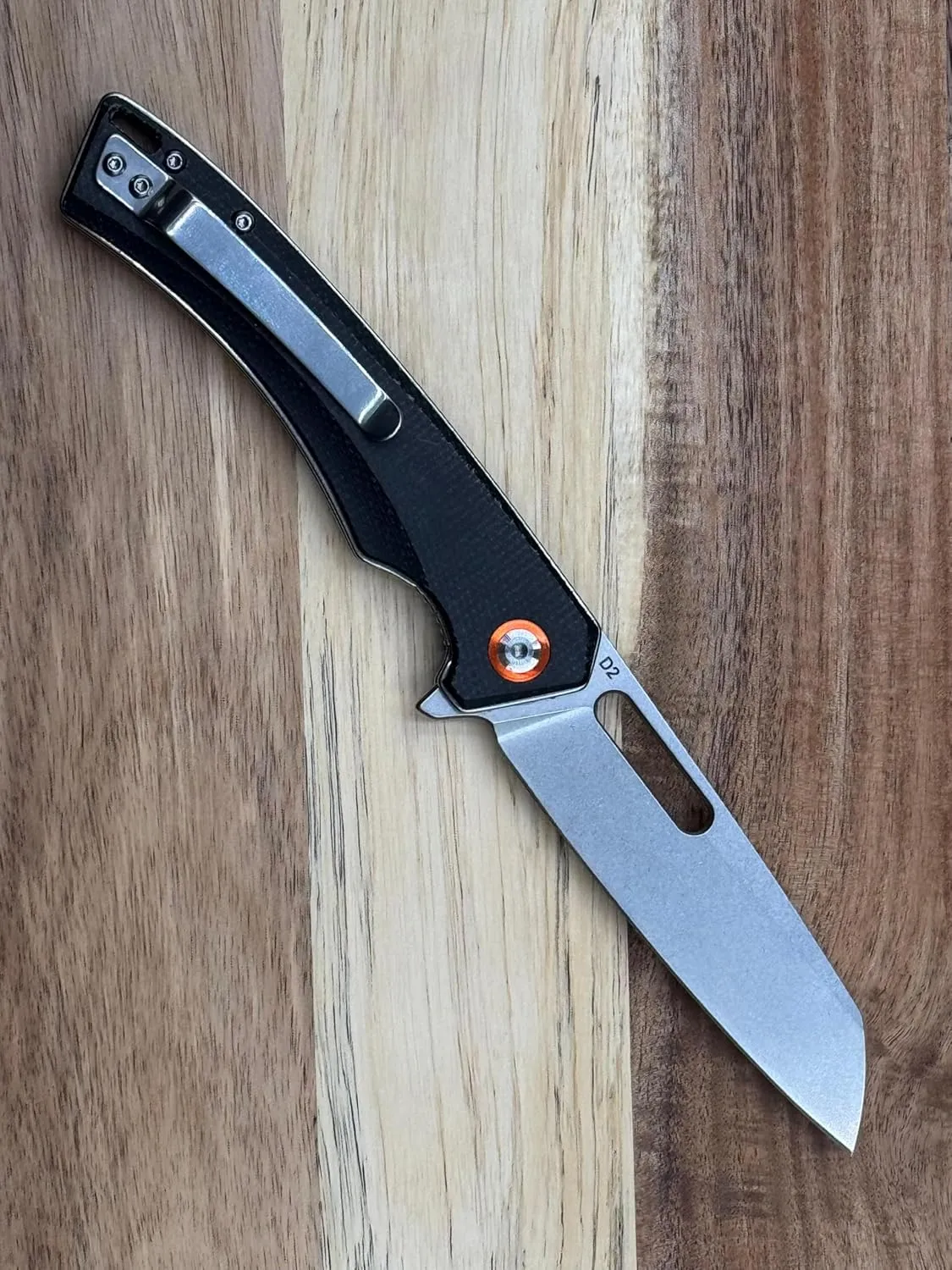 Outlaw 505 EDC Knife 3.4” D2 Steel Sheepsfoot Blade, Black Micarta Handle, Liner Lock, Rugged Everyday Carry Knife