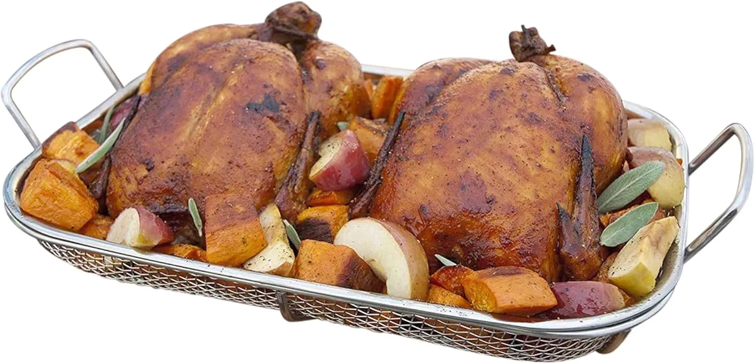 Outset 76359 Stainless Steel Grill Roasting Basket Silver