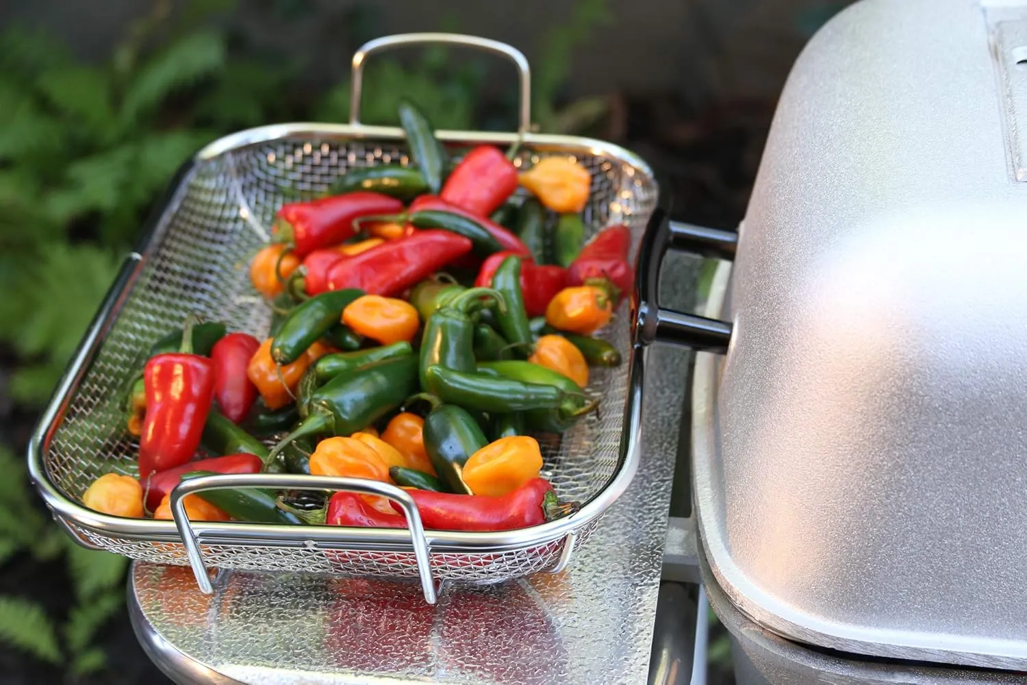 Outset 76359 Stainless Steel Grill Roasting Basket Silver