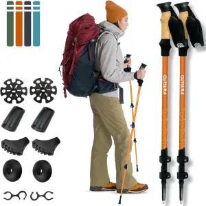 Outsura Carbon Fiber Trekking Poles for Hiking w/Cork Grip & Quick Lock - Hiking Sticks - Lightweight Walking Sticks with All Terrain Accessories - Pair of 2