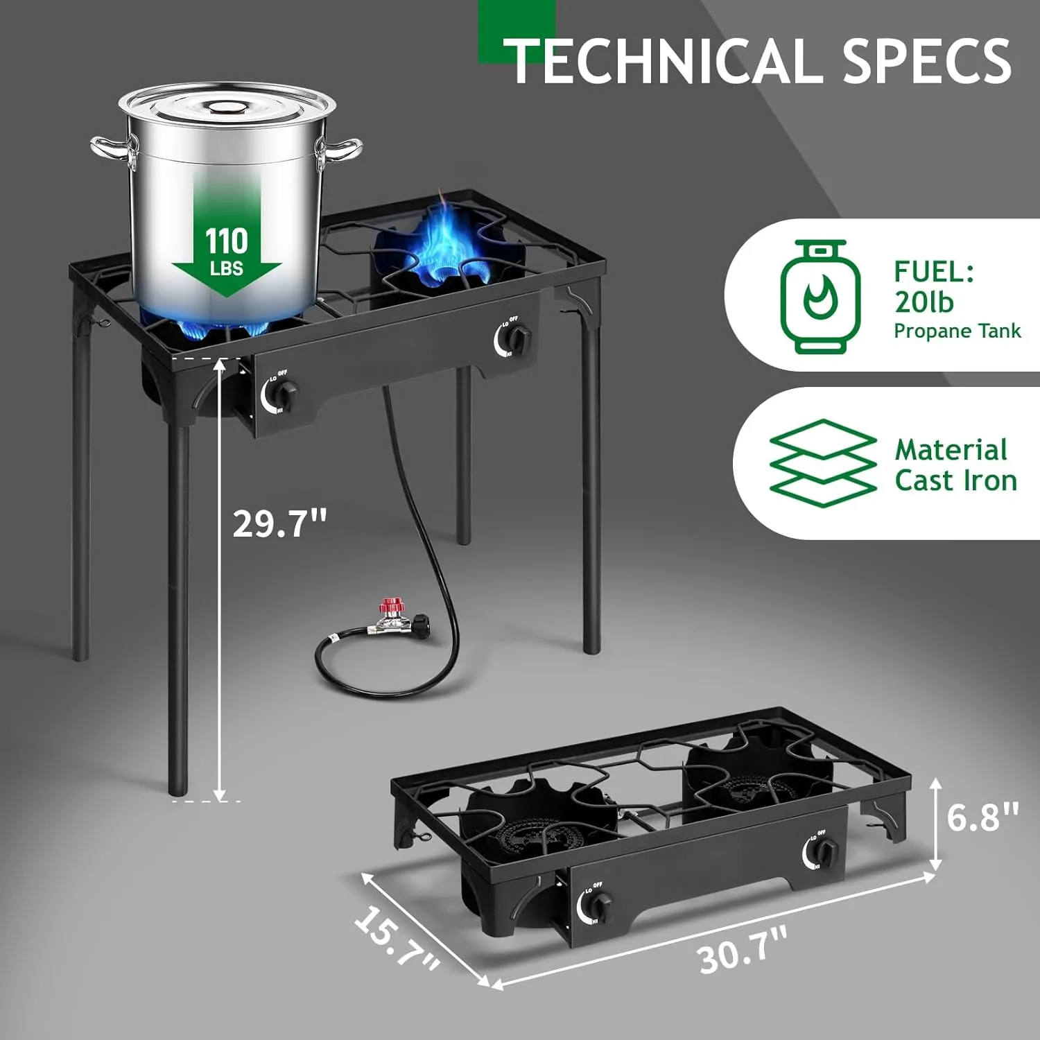 Outvita 150,000 BTU Portable Gas Camping Stove, Outdoor Propane Burner with 20psi Regulator, High Pressure Single Cooker Camp Cooking Home Brewing and Frying