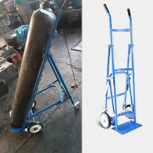 Oxygen Tank Holder Heavy Duty Folding Oxygen Cylinder Trolley, 4-Wheel Rolling Oxygen Tank Stand Cart, Oxygen Tank Holder Storage Rack Dolly for Large Gas Bottle