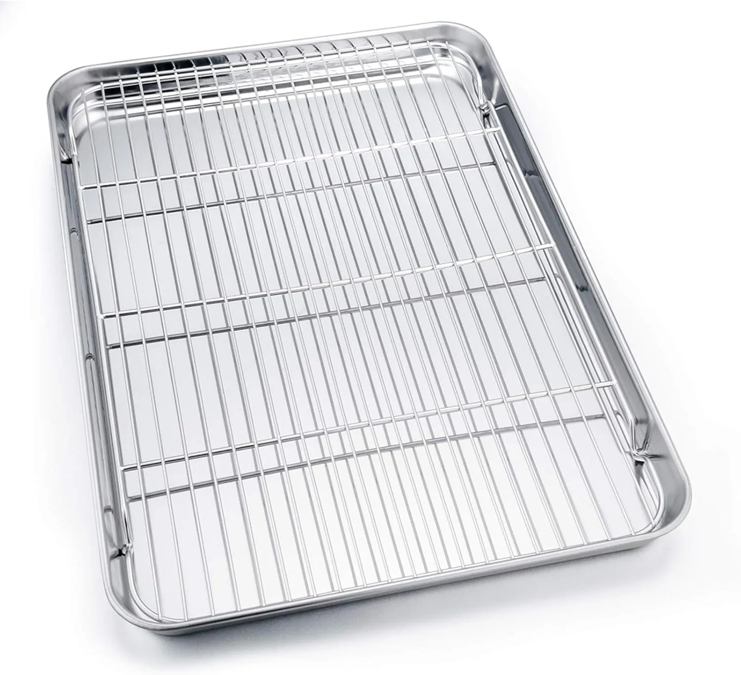 P&P CHEF 19.6 Inch Stainless Steel Baking Sheet with Rack Set (2 Pans  2 Racks), Cookie Sheets Pans Baking Trays and Cooling Wire Racks, Oven & Dishwasher Safe, 4 Pcs