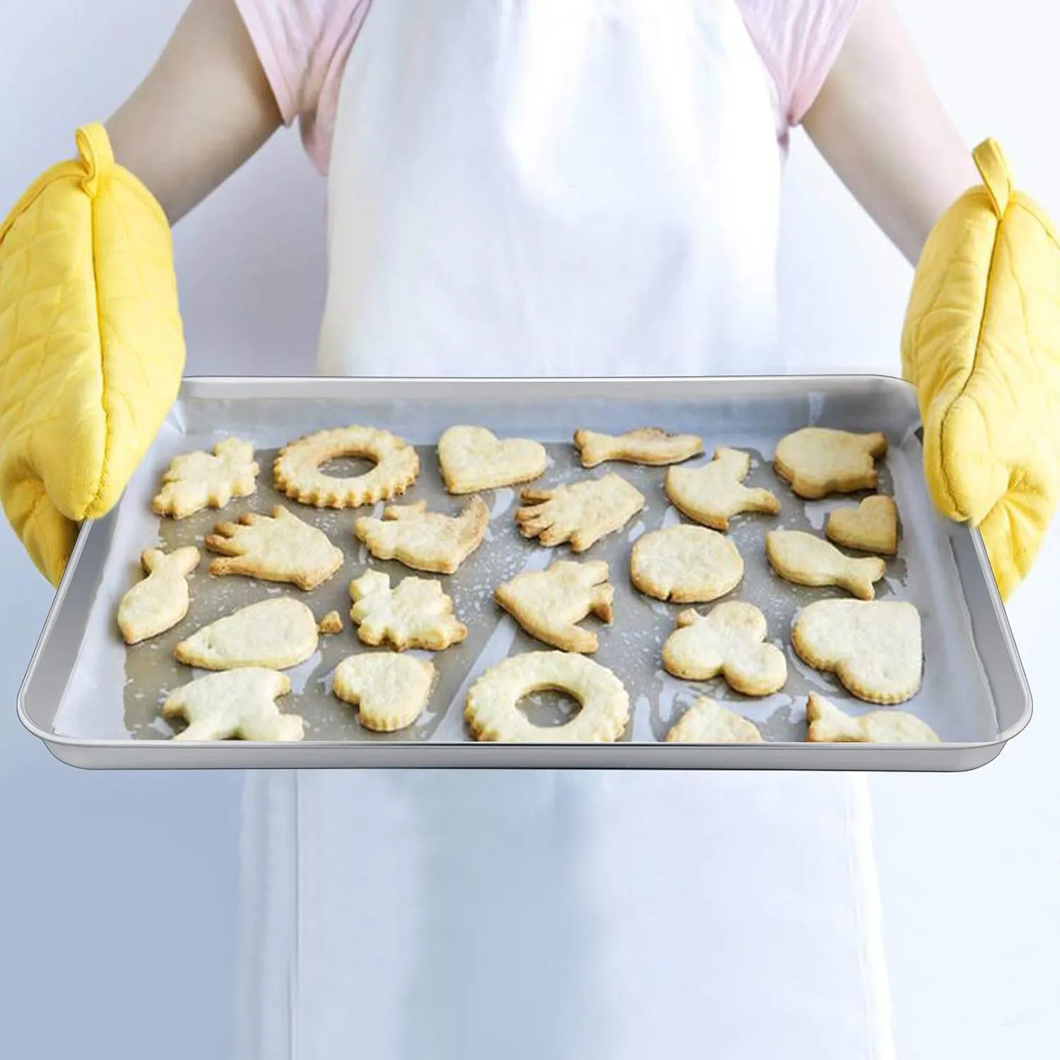 P&P CHEF 19.6 Inch Stainless Steel Baking Sheet with Rack Set (2 Pans  2 Racks), Cookie Sheets Pans Baking Trays and Cooling Wire Racks, Oven & Dishwasher Safe, 4 Pcs