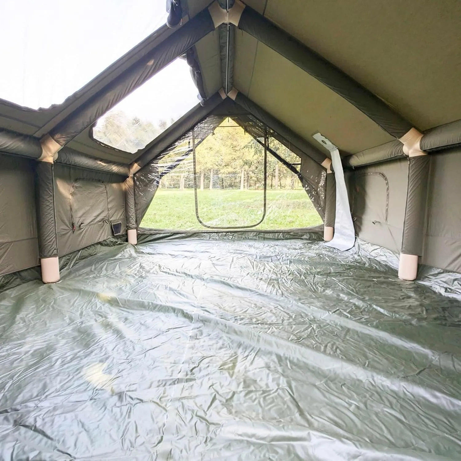 Panda Inflatable Tents for Camping with Stove Jack, Canvas Blow Up, Easy Setup Inflatable Tent, Waterproof Hot Inflatable Outdoor House, Casa de Campaña with Hand Pump