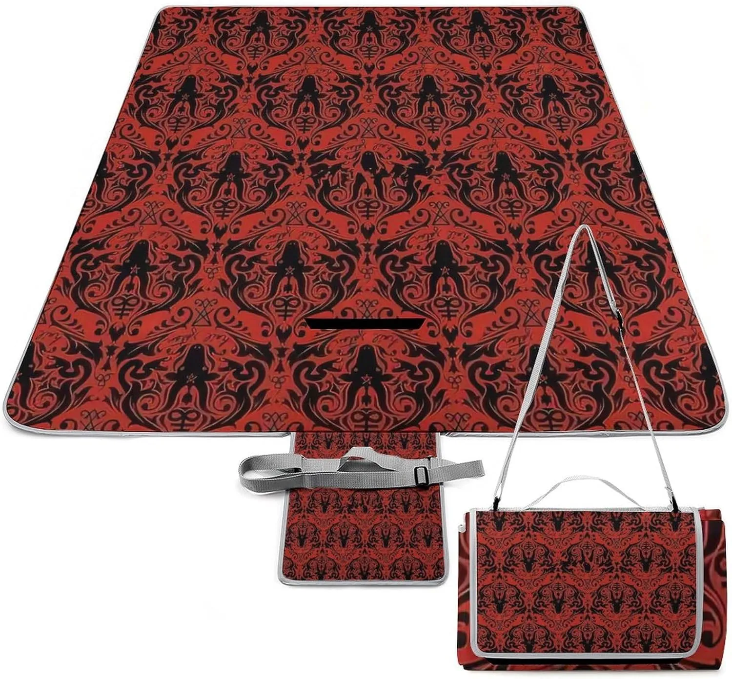 Pentagram Demon Baphomet Satanic Waterproof Outdoor Picnic Blanket Sandproof Beach Mat for Camping Hiking Grass Travelling, 58.3x58.3