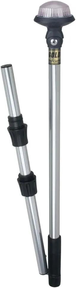 Perko 1451DP6CHR Delta-Series White All-Round Fold-in-Half Pole Light - 48" Height, 40° Adjustable Head