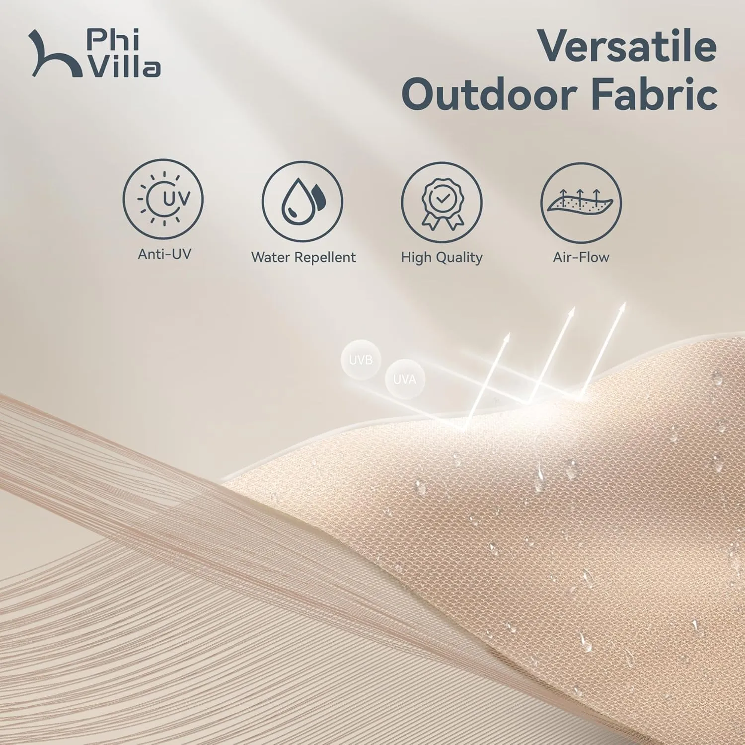 PHI VILLA 13ft Large Patio Umbrella Double-Sided Twin Outdoor Market Umbrella with Crank, Beige
