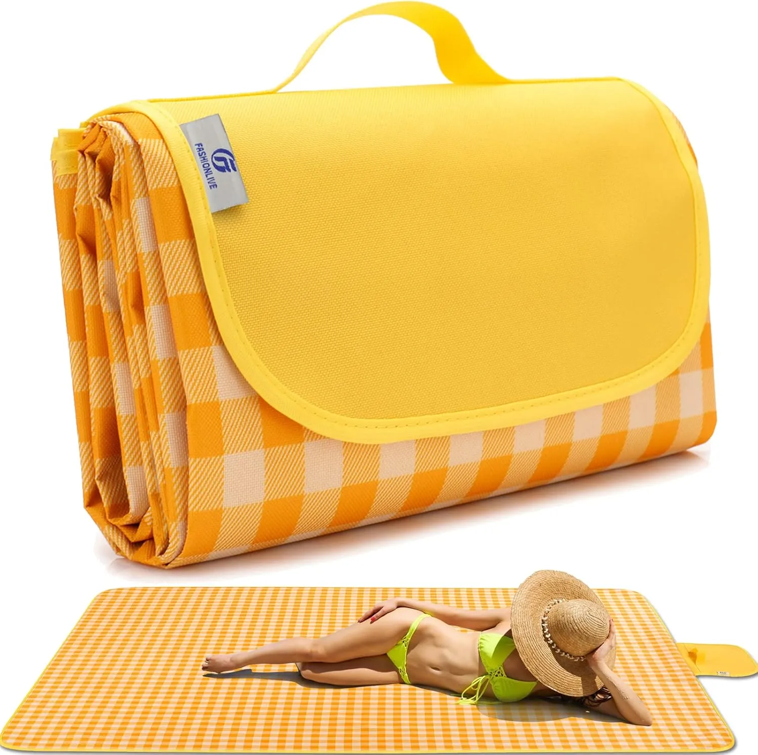 Picnic Blanket Beach Mat Extra Large Sandproof Waterproof Camping Blanket Portable Travel Blanket Play Mat for Outdoor Indoor Family Women Men Kids Beach BBQ Park Grass, 79"x57"