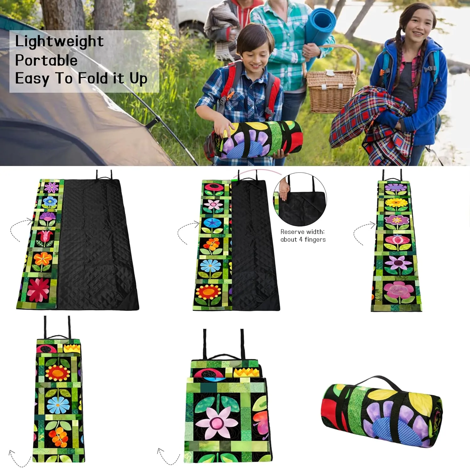 Picnic Blankets Beach Blanket 80" X 60" Extra Large Waterproof Camping Blankets Portable Outdoor Mat 3-Layer Blanket for Beach, Hiking, Park, Music Festival, Grass Lawn,Travel