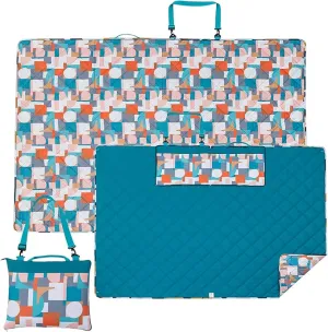 Picnic Blankets Extra Large, Waterproof Sandproof Packable Outdoor Beach Blanket Oversized 73x59”, 3-Layer Picnic Mat for Camping Hiking Travel Park with Easy-Carrying Tote Bag (Orange Geometry)
