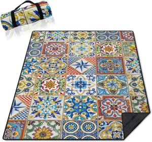 Picnic Blankets Waterproof Foldable60’‘x80'',BohoPortable Outdoor Picnic Mat Water Resistant for Grass,Padded Lawn & Park Blanket for Camping,Hiking