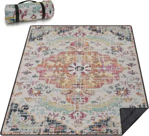 Picnic Blankets Waterproof Sandproof Picnic Beach Blanket Foldable Portable Travel Large Vintage Boho Camping Blanket for Outdoor Beaches,Parks,Hiking-Retro Boho 80" X 60"