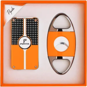 PIPITA Cigar Lighter and Cigar Cutter Set (2pcs/Set), Jet 3 Flame Cigar Lighter Torch and Cigar Cutter, Packing with Nice Gift Box