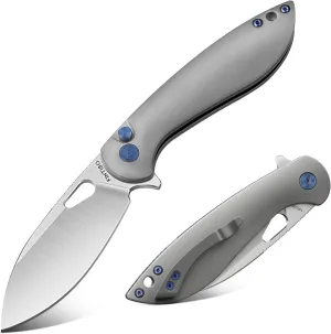 Pocket Knife, 3.1" Premium 14C28N Blade Folding Knife with Button Lock, EDC Knife with Aircraft-grade Aluminum Alloy Handle for Camping, Hunting, Survival, Best Gift for Men Women-COBRA series