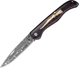 Pocket Knife,3.15" Damascus Blade Wood Handle, Lightweight Knife Gifts for Men women Outdoor Camping Hiking Hunting, Non-Locking Knife
