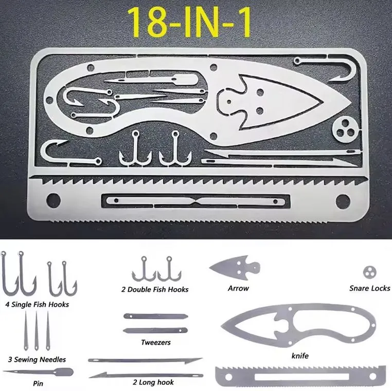 Pocket Multi Tool - Fishing Hooks, Saw, Knife, and more!