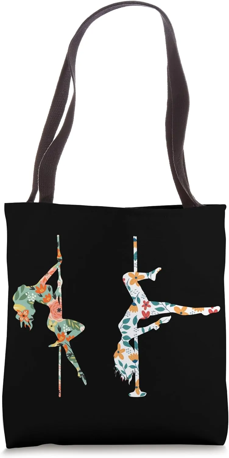 Pole Dance - Flower Floral Silhouette Pole Fitness Tote Bag