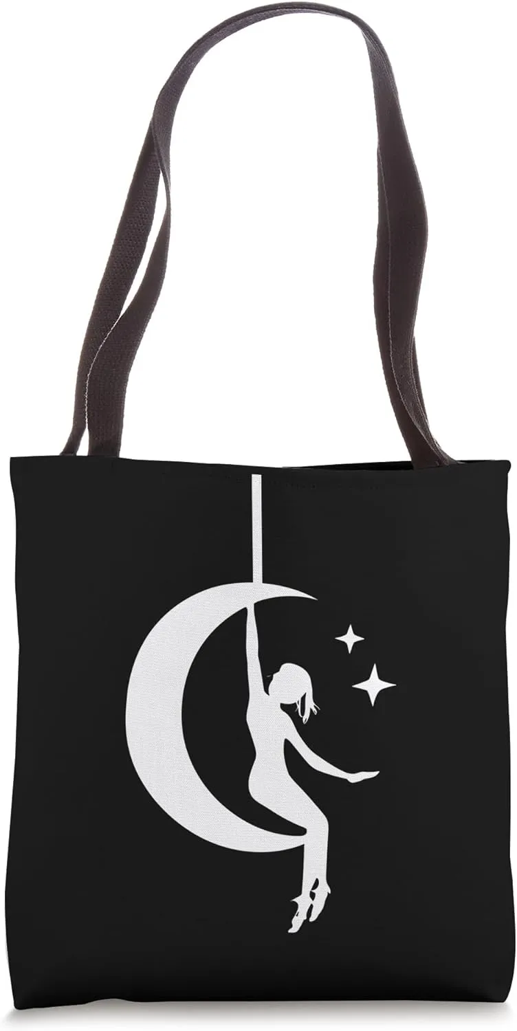 Pole Dancer Hanging on the Moon | Pole Dance Graphic Tote Bag