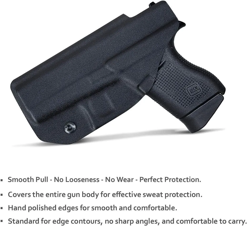 POLE.CRAFT IWB Kydex Holster Custom Fits: Glock 43 / Glock 43X - Inside Waistband Carry Holster - Adj. Cant Retention - Cover Mag-Button - No Wear - No Jitter
