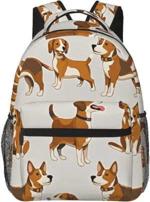 Polyester Daypack Backpack for Trekking Picnic Walking Cycling - Large Capacity Anti-Theft Multipurpose Shoulder Bag, Dog Lovers Art Casual Daypack