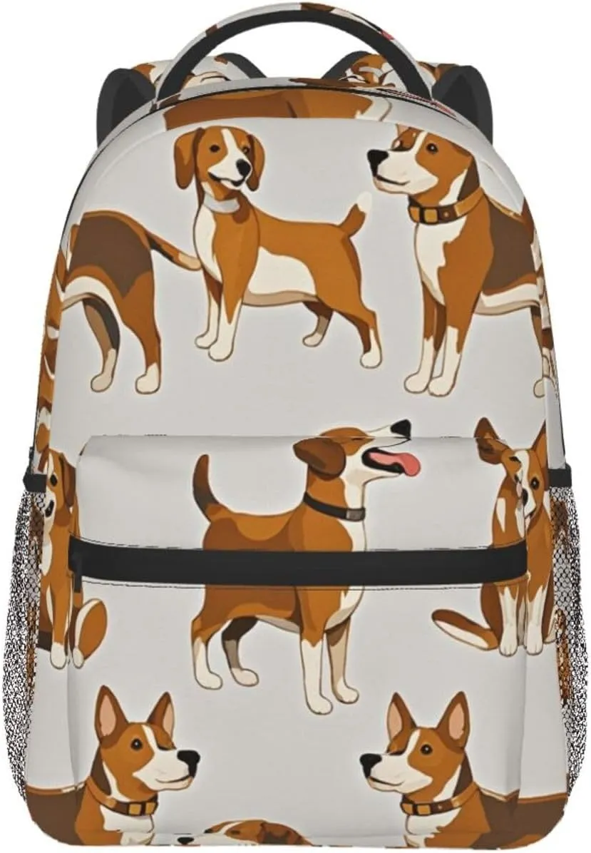 Polyester Daypack Backpack for Trekking Picnic Walking Cycling - Large Capacity Anti-Theft Multipurpose Shoulder Bag, Dog Lovers Art Casual Daypack