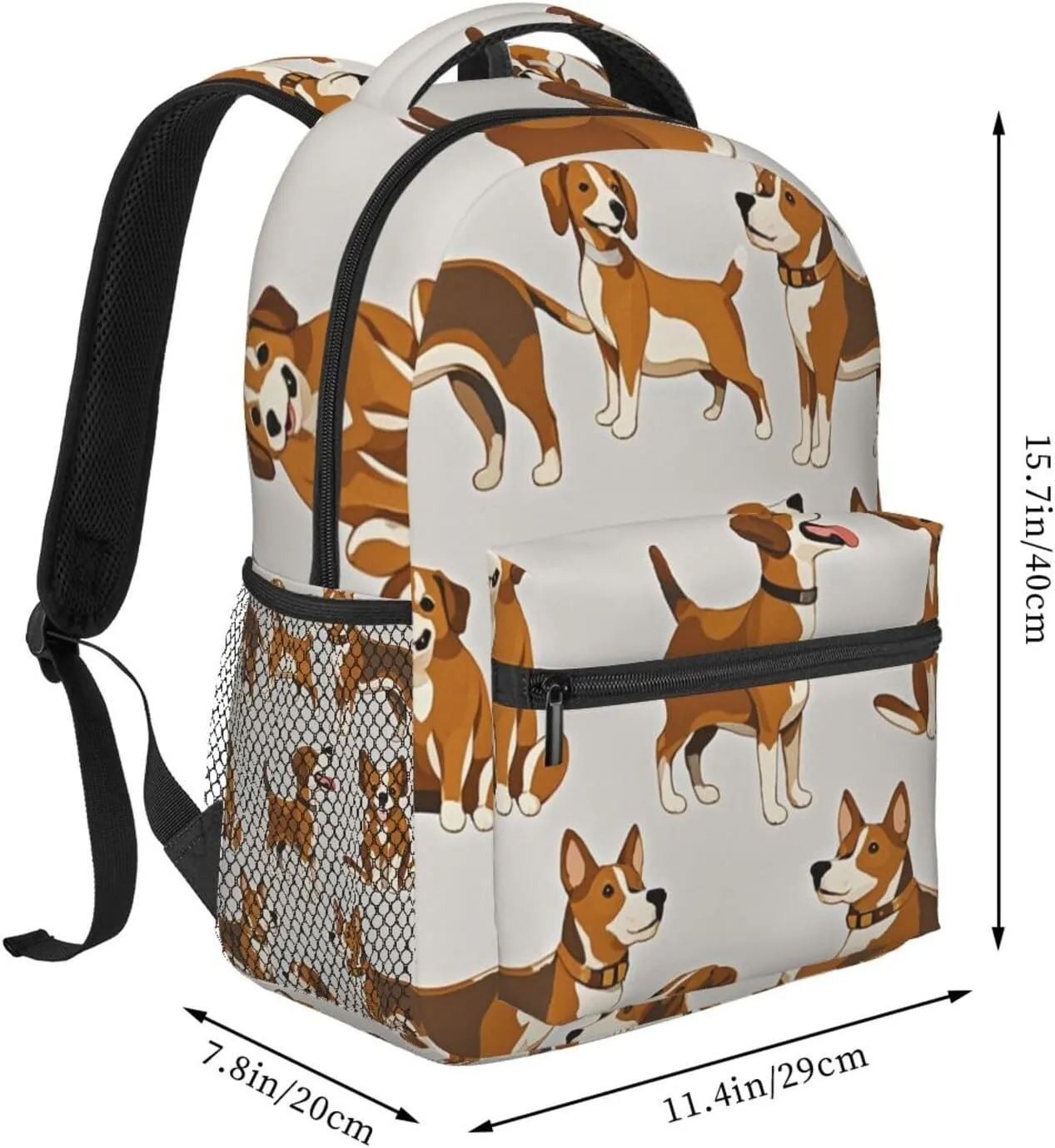Polyester Daypack Backpack for Trekking Picnic Walking Cycling - Large Capacity Anti-Theft Multipurpose Shoulder Bag, Dog Lovers Art Casual Daypack
