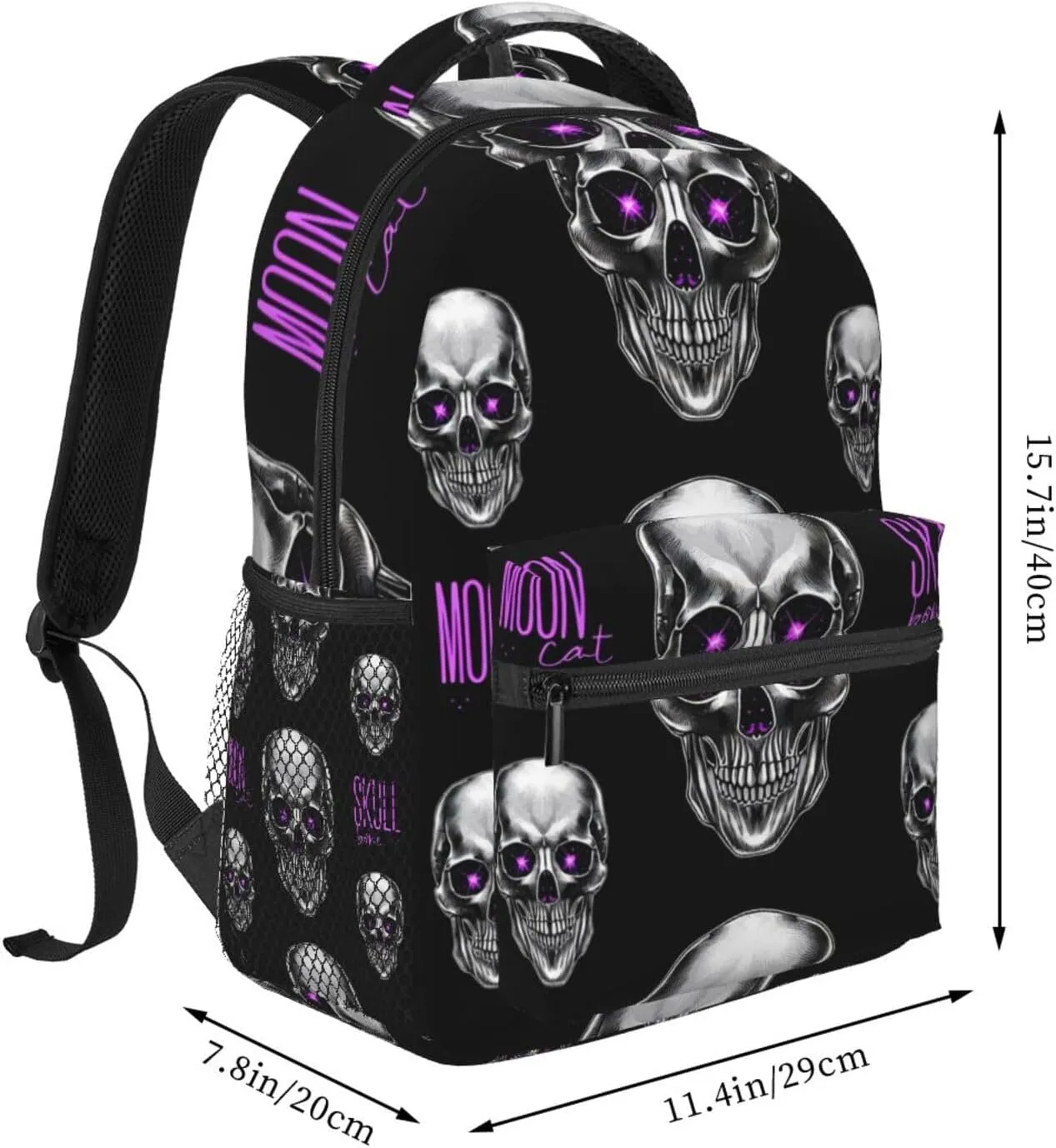Polyester Daypack Backpack for Trekking Picnic Walking Cycling - Large Capacity Anti-Theft Multipurpose Shoulder Bag, Magical Skull Head Art Casual Daypack