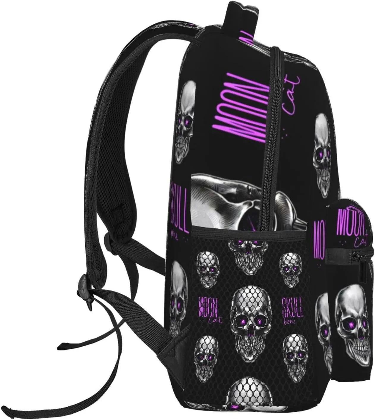 Polyester Daypack Backpack for Trekking Picnic Walking Cycling - Large Capacity Anti-Theft Multipurpose Shoulder Bag, Magical Skull Head Art Casual Daypack