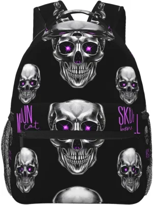 Polyester Daypack Backpack for Trekking Picnic Walking Cycling - Large Capacity Anti-Theft Multipurpose Shoulder Bag, Magical Skull Head Art Casual Daypack