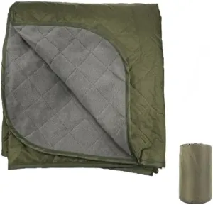 Popular Fleece Camping Blanket Outdoor Waterproof Lightweight Picnic Camping Double-Layer Moisture-Proof pad Compression Portable Indoor (Army Green (Bundle Bag))