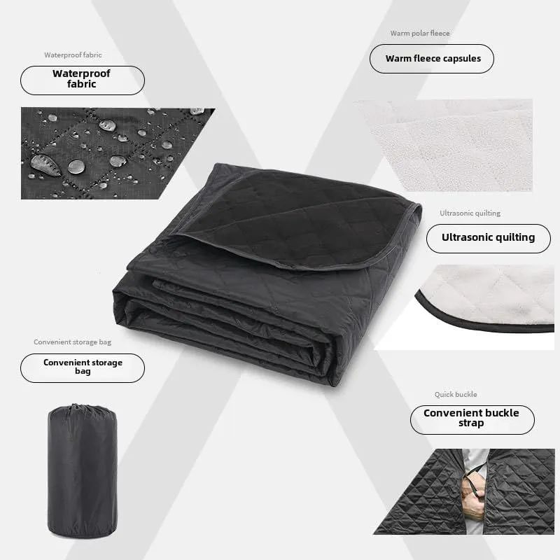 Popular Fleece Camping Blanket Outdoor Waterproof Lightweight Picnic Camping Double-Layer Moisture-Proof pad Compression Portable Indoor (Army Green (Bundle Bag))