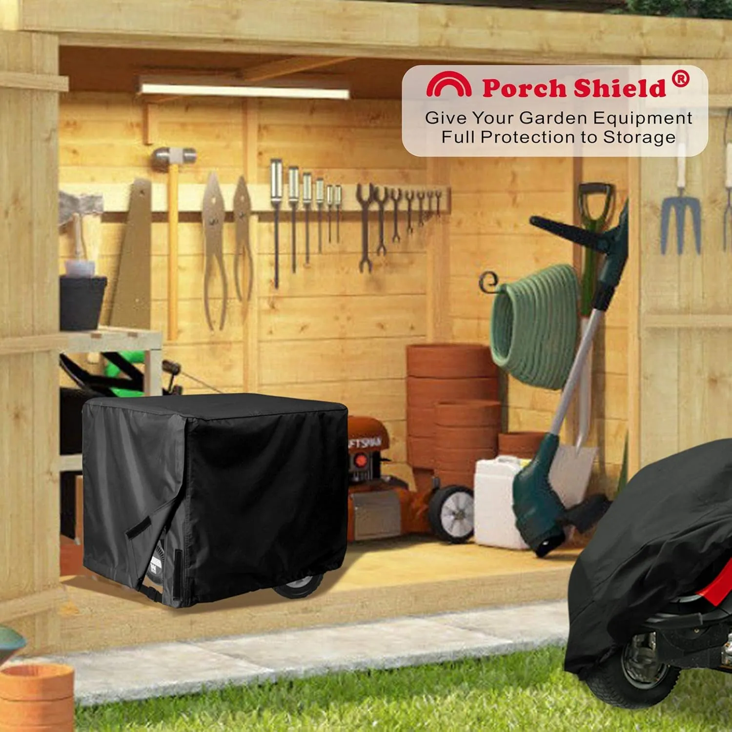 Porch Shield Waterproof Universal Generator Cover 26 x 20 x 20 inch - for Most Generators 3000-5000 Watt, Black