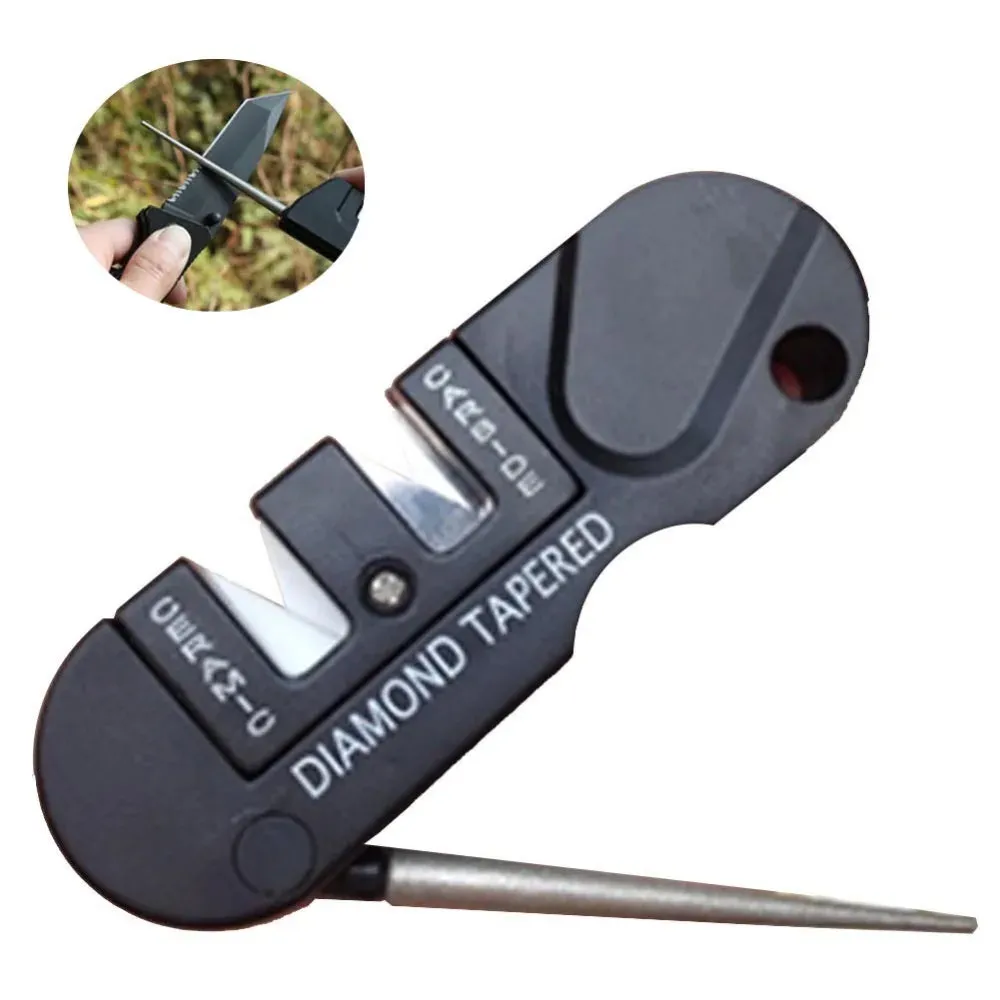 Portable 3-in-1 Knife Whetstone Sharpener - Outdoor Camp Hike Tool