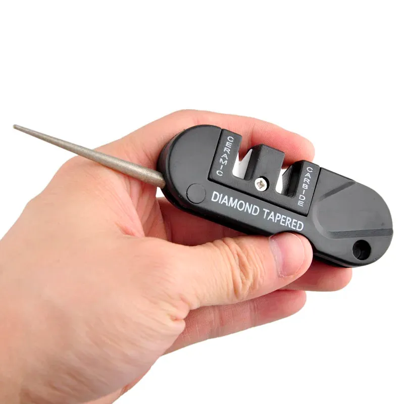 Portable 3-in-1 Knife Whetstone Sharpener - Outdoor Camp Hike Tool
