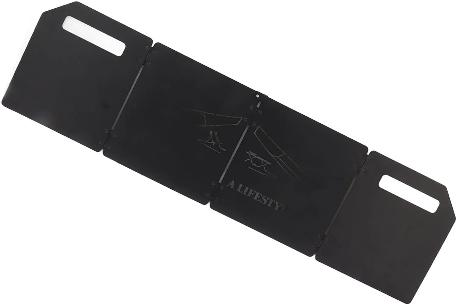 Portable 4-Plate Folding Stove Windscreen with Handle, Carbon Steel, Windproof & Oilproof, Fits Various Stove Sizes, Easy to Pack & Carry
