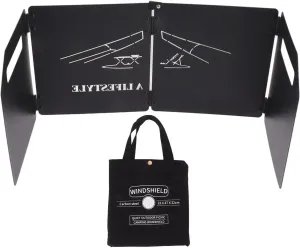 Portable 4-Plate Folding Stove Windscreen with Handle, Carbon Steel, Windproof & Oilproof, Fits Various Stove Sizes, Easy to Pack & Carry