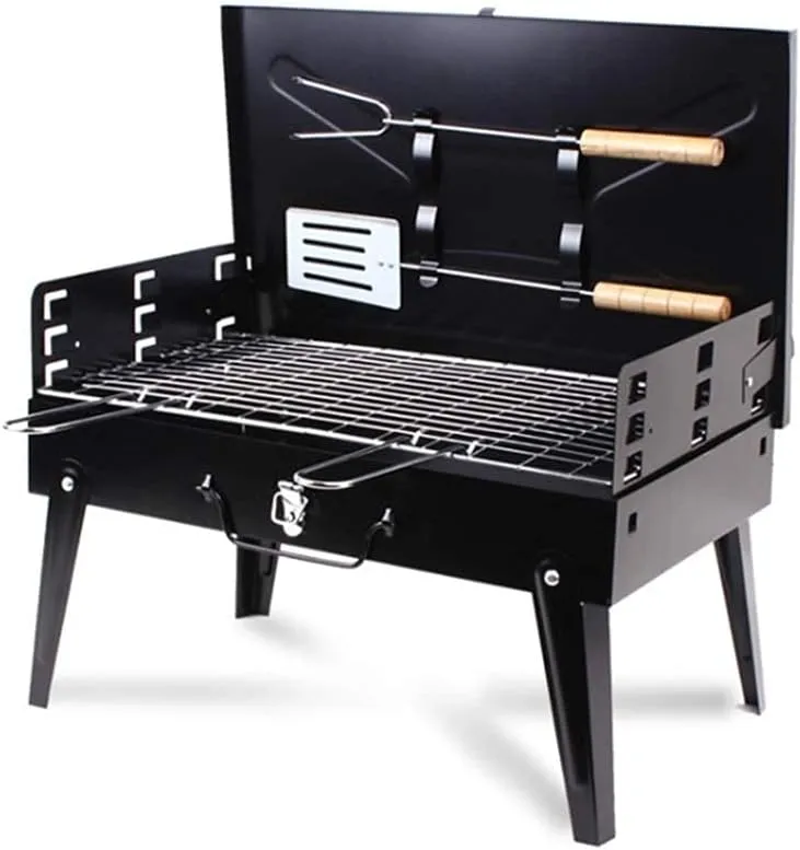 Portable BBQ Grill Folding Charcoal Grill Outdoor Stainless Steel BBQ Grill Camping Cooking Picnic Barbecue Tools