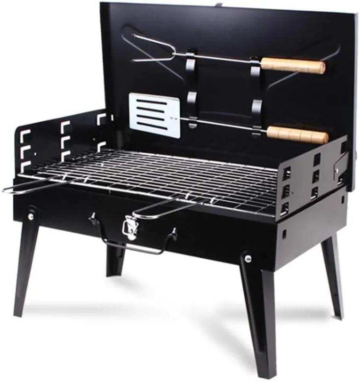 Portable BBQ Grill Folding Charcoal Grill Outdoor Stainless Steel BBQ Grill Camping Cooking Picnic Barbecue Tools
