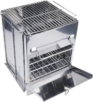 Portable BBQ Grill, Stainless Steel Charcoal with Handle, Foldable Outdoor Barbecue for Camping, Picnics, Backyard