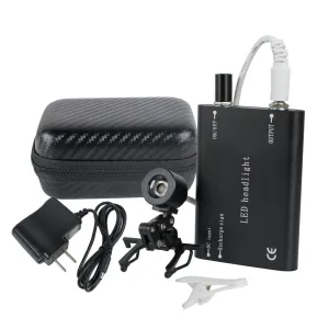 Portable Black Dental Headlight, Head Light, Headlamp for Dental Surgical Medical Binocular Loupe with Premium Bag