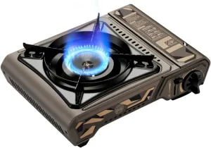 Portable Butane Stove Portable Gas Stove, Windproof Camping Stove, Piezo Electric Ignition, Outdoor Portable Butane Stove Burner for Outdoor Cooking, Backpacking, Hiking Trip, Home Emergency ( Gray :