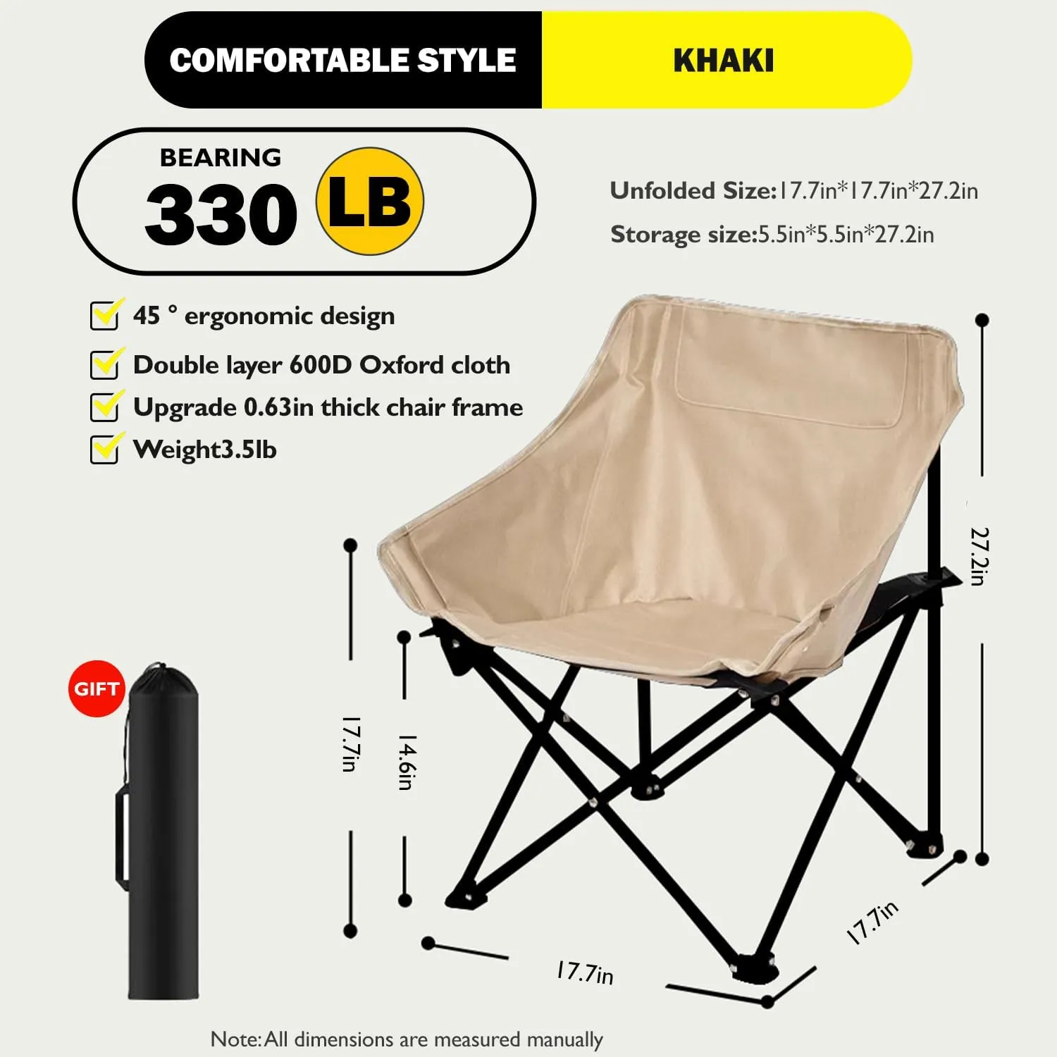 Portable Camping Chair, Ultra Lightweight Folding Picnic Chair, Suitable for Travel, Picnicking, Hiking, Fishing (White,Twin)