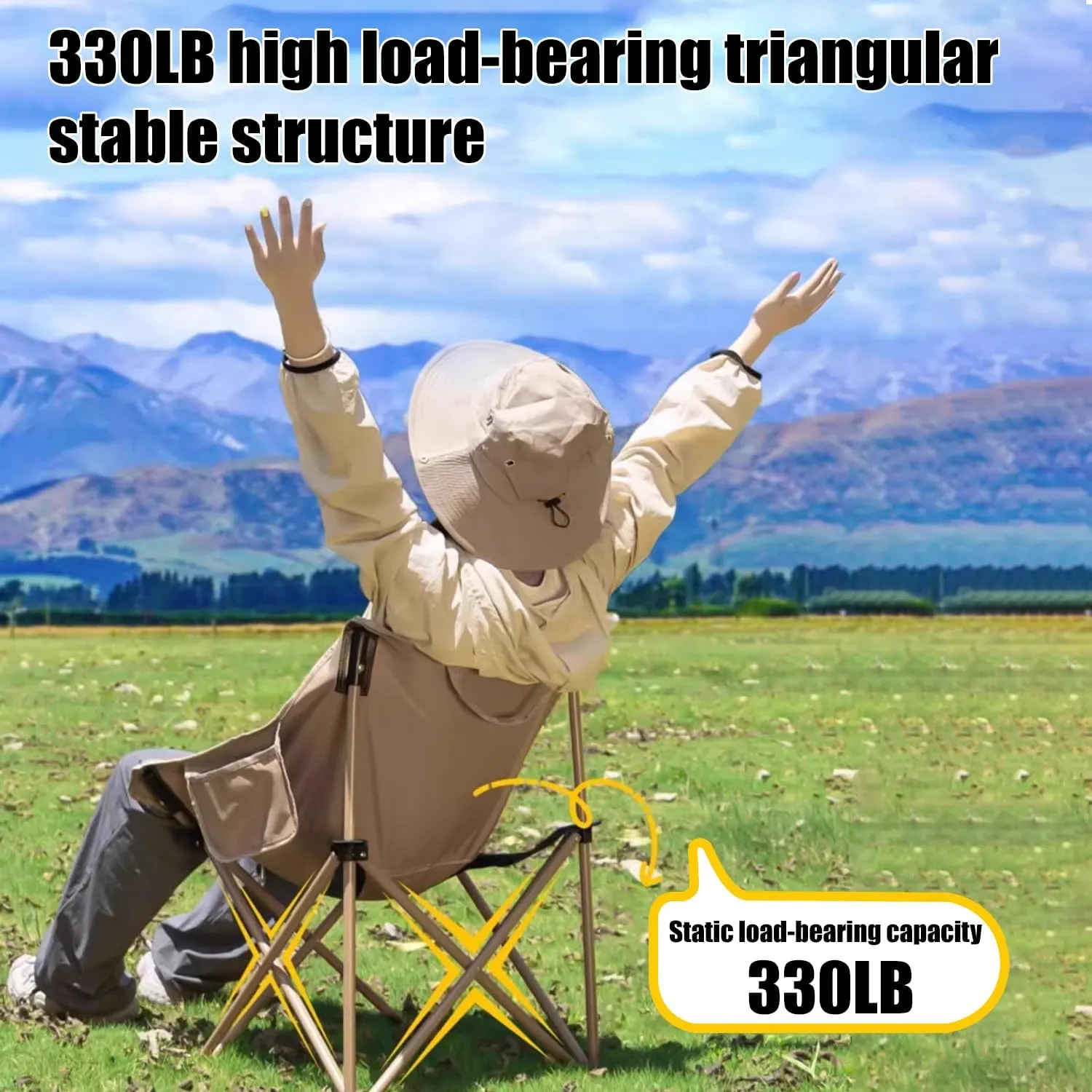 Portable Camping Chair, Ultra Lightweight Folding Picnic Chair, Suitable for Travel, Picnicking, Hiking, Fishing (White,Twin)