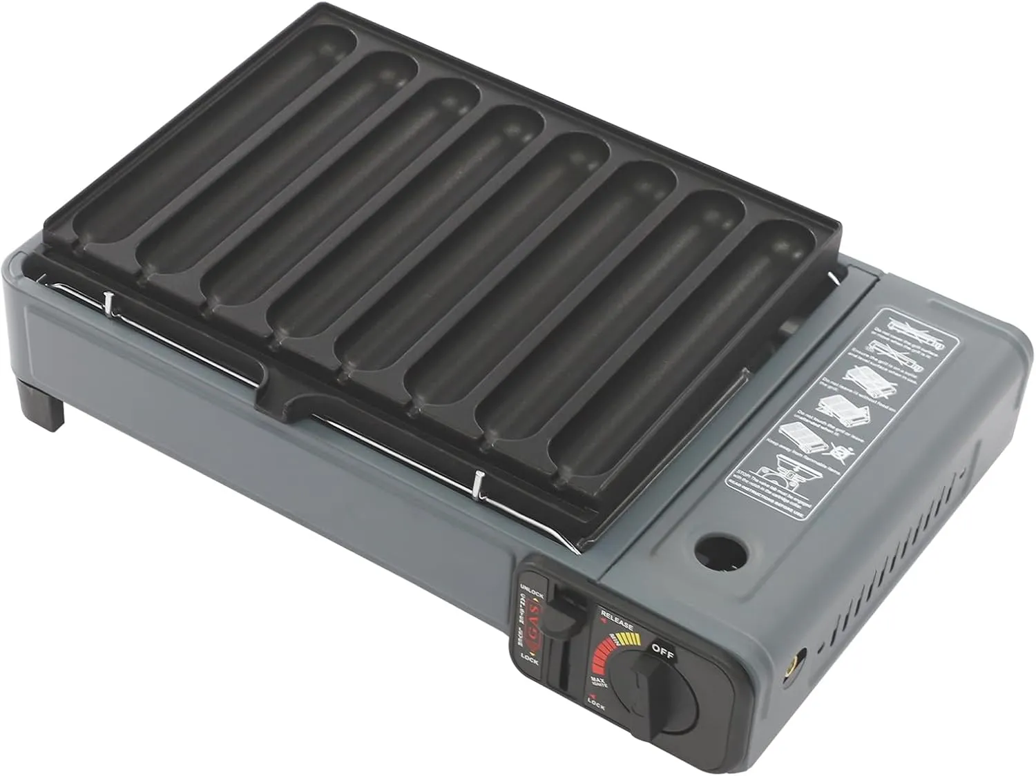 Portable Camping Gas Stove, BBQ Grill Butane Stove with Grease-catching Tray, Tabletop Gas Grill Stove for Trips, Gatherings, Picnicking, 16.53 * 10.23 * 4.33in