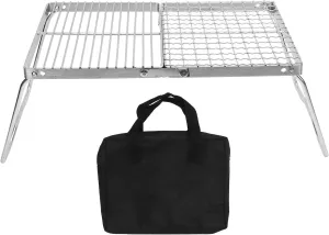 Portable Camping Grates, Foldable Stainless Steel BBQ Grill with Carrying Bag for Outdoor Activities