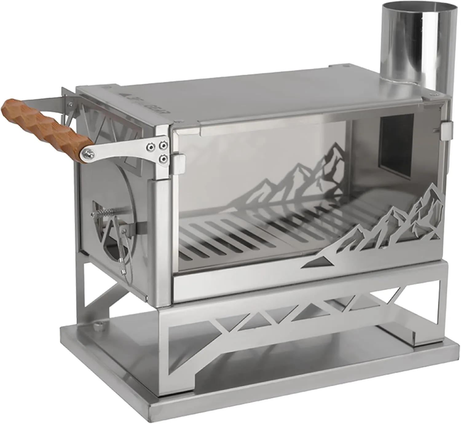 Portable Camping Stove Hot Tent Wood Stove, [Pellet Fuel Silo Capacity 2.5kg/5.5lbs], Stainless Steels Burning Stove with 7.4in 7pcs Chimney Pipes for Outdoor Heating & Cooking,Ice Fishing