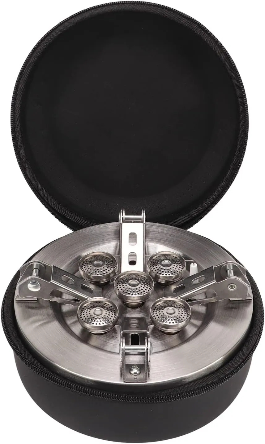 Portable Camping Stove Stainless Steel 5 Heads 12800W High Power Gas Cooking Stove for Outdoor Picnic