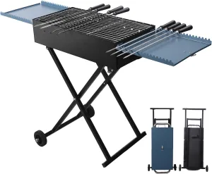 Portable Charcoal BBQ Grill – Foldable BBQ Grill with Spacious Ash Tray for Outdoor Cooking, Camping, Picnics, Travel, and Backyard Parties