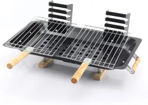Portable Charcoal BBQ Grill Outdoor Barbecue Stainless Steel Kebab Grill Folding Grill for Camping